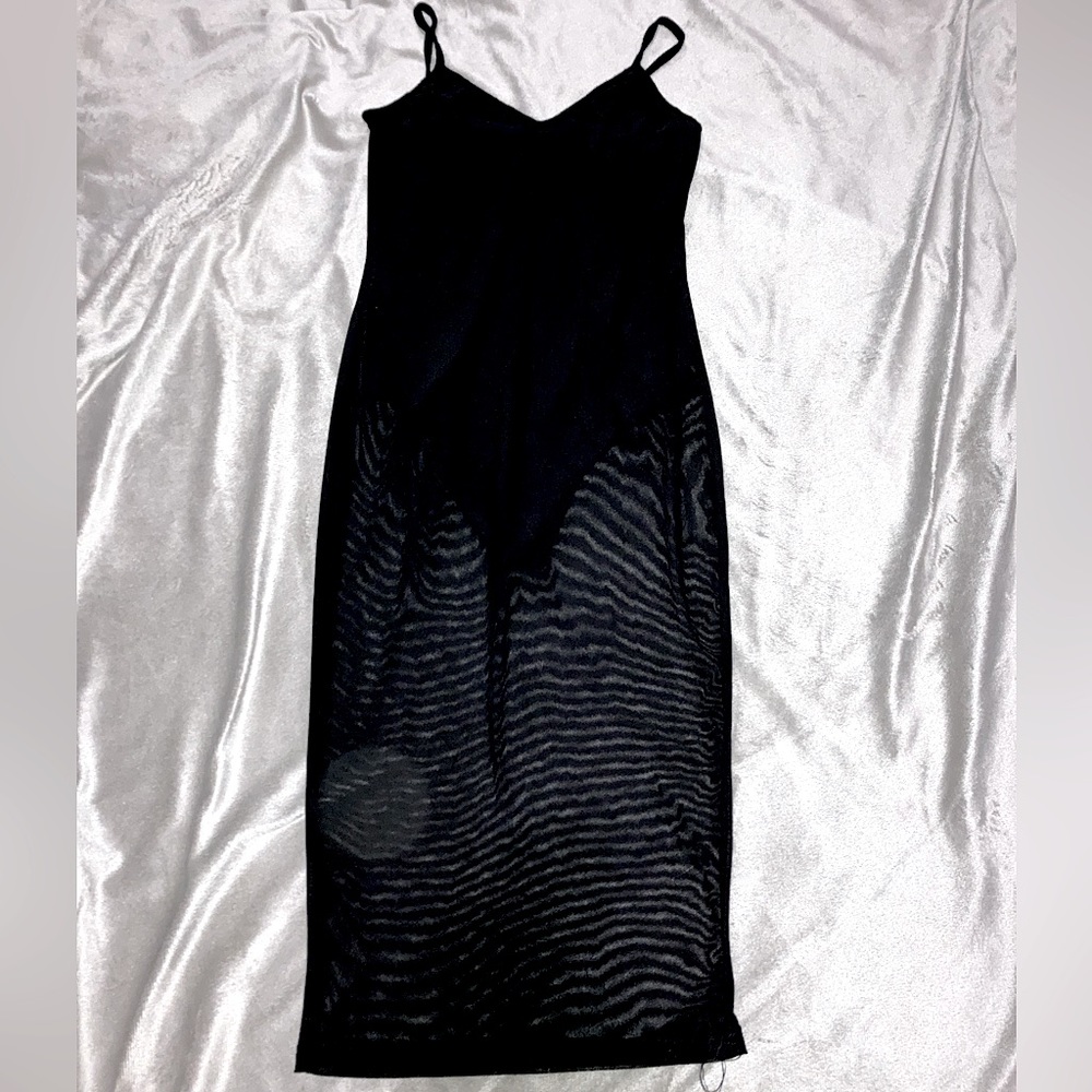 Black Midi Mesh Dress